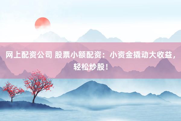 网上配资公司 股票小额配资：小资金撬动大收益，轻松炒股！