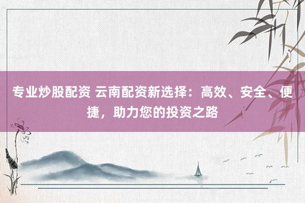 专业炒股配资 云南配资新选择：高效、安全、便捷，助力您的投资之路