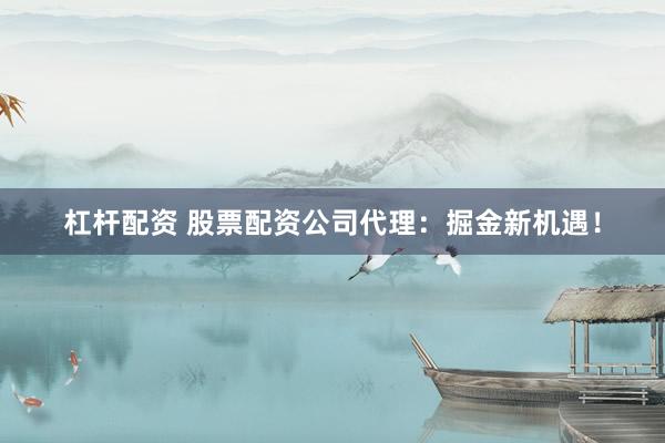 杠杆配资 股票配资公司代理：掘金新机遇！
