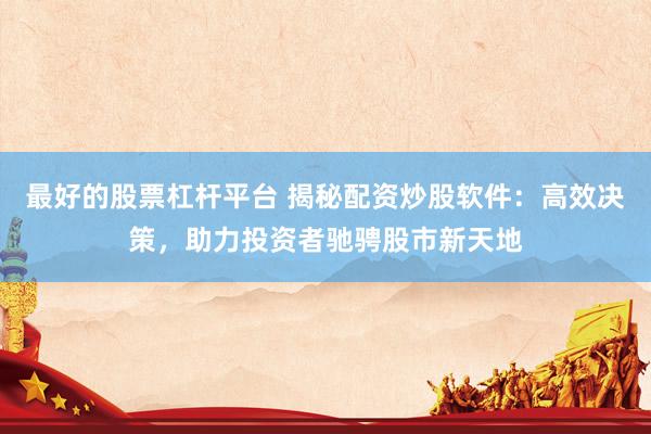 最好的股票杠杆平台 揭秘配资炒股软件：高效决策，助力投资者驰骋股市新天地