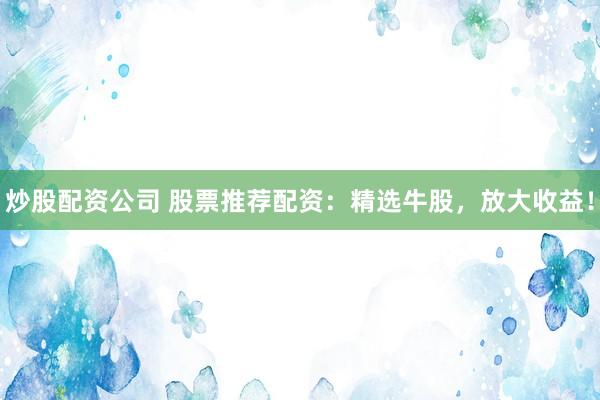 炒股配资公司 股票推荐配资：精选牛股，放大收益！
