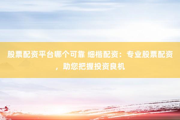 股票配资平台哪个可靠 细楷配资：专业股票配资，助您把握投资良机