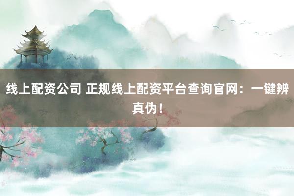 线上配资公司 正规线上配资平台查询官网：一键辨真伪！