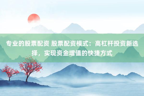专业的股票配资 股票配资模式：高杠杆投资新选择，实现资金增值的快捷方式