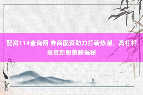 配资114查询网 券商配资助力打新热潮，高杠杆投资新股策略揭秘