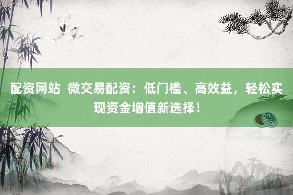 配资网站  微交易配资：低门槛、高效益，轻松实现资金增值新选择！
