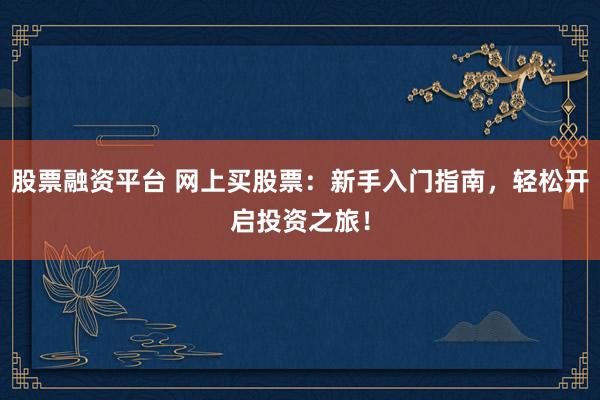 股票融资平台 网上买股票：新手入门指南，轻松开启投资之旅！