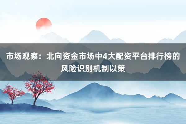 市场观察:北向资金市场中4大配资平台排行榜的风险识别机制以策