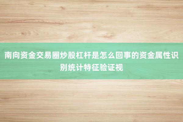 南向资金交易圈炒股杠杆是怎么回事的资金属性识别统计特征验证视