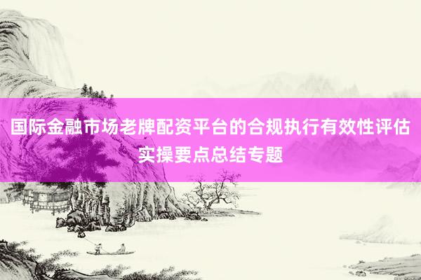 国际金融市场老牌配资平台的合规执行有效性评估实操要点总结专题