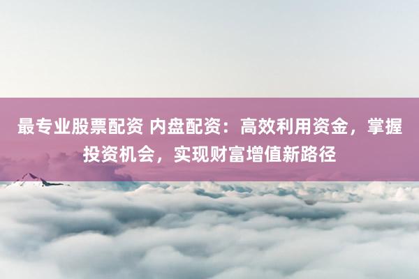 最专业股票配资 内盘配资：高效利用资金，掌握投资机会，实现财富增值新路径