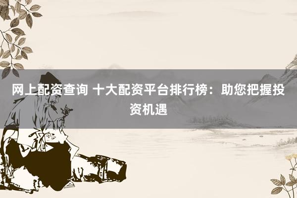 网上配资查询 十大配资平台排行榜：助您把握投资机遇