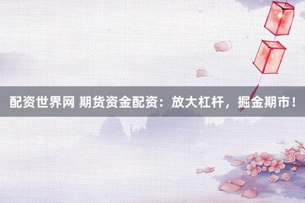 配资世界网 期货资金配资：放大杠杆，掘金期市！